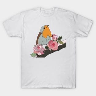 Robin with roses T-Shirt